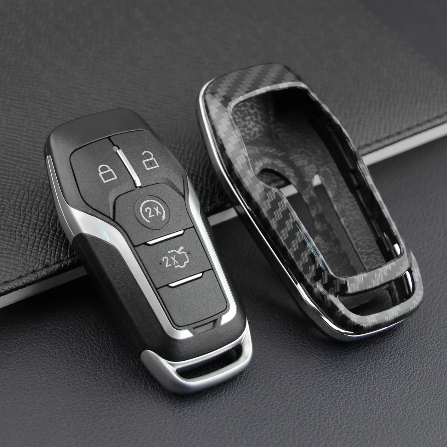 A plastic protective shell case designed to cover a car key remote, shown in a single-shell colour.