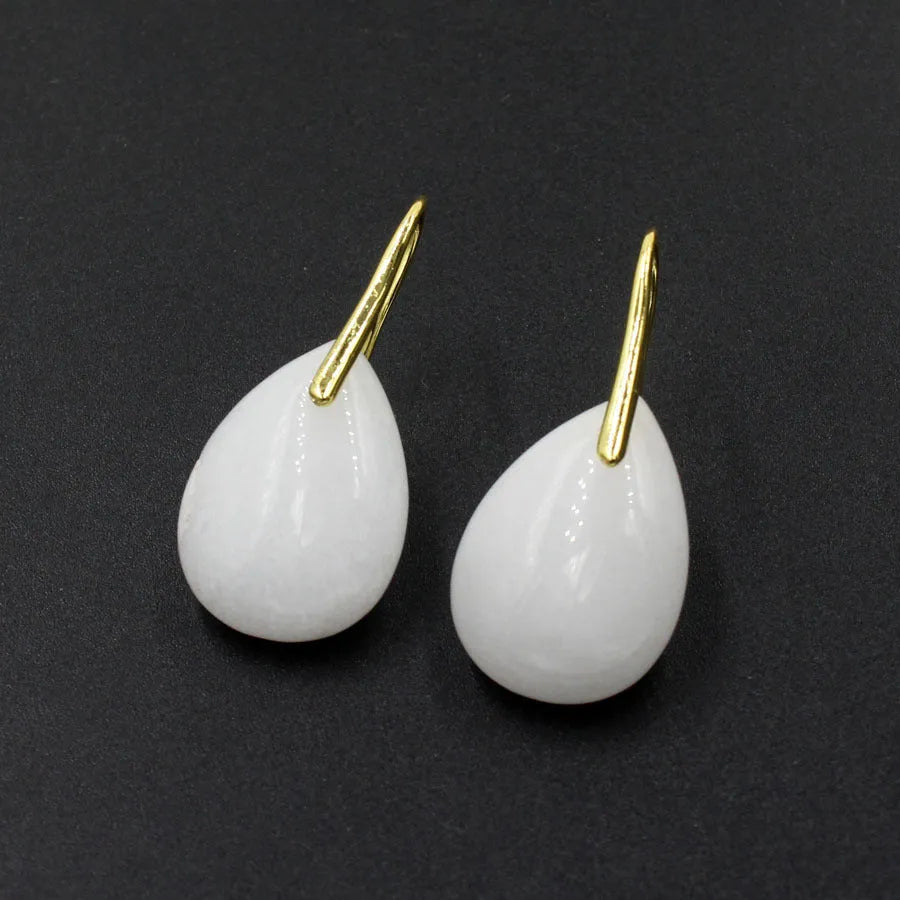 Geometric water drop crystal earrings with electroplated metal in multiple colour options