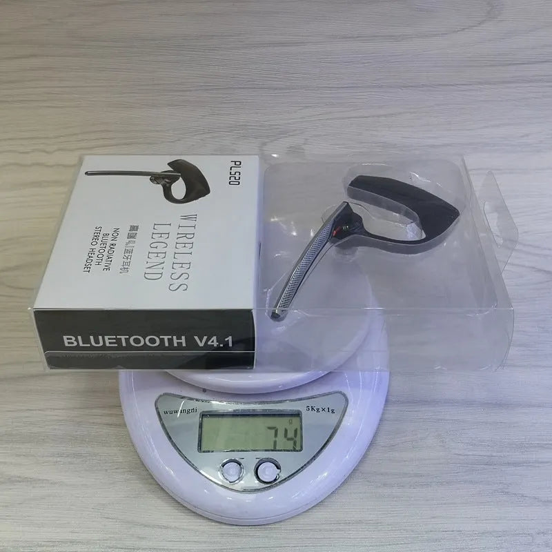 Black plastic Bluetooth sports headphones with a large battery and USB port.