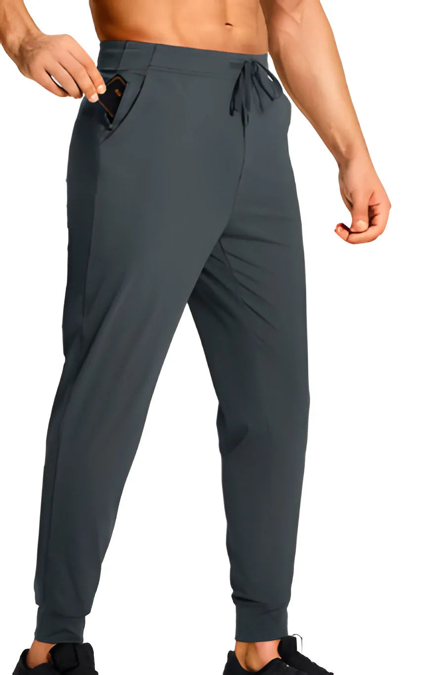Men's loose fit polyester trousers in solid colour available in sizes XS to 4XL