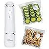 White USB electric suction pump with five 26x28cm vacuum food storage bags