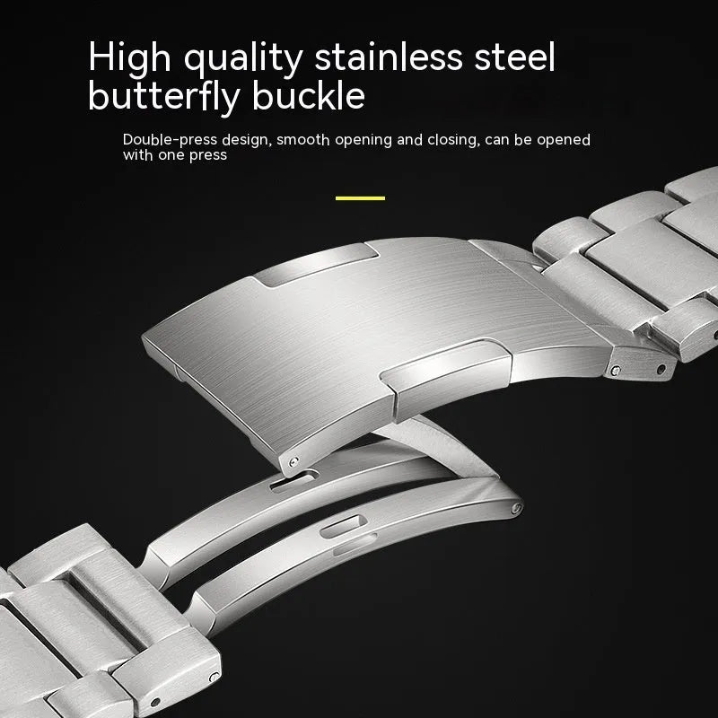 Stainless steel Apple Watch strap in black, silver or titanium gray, business style, 38-49mm sizes
