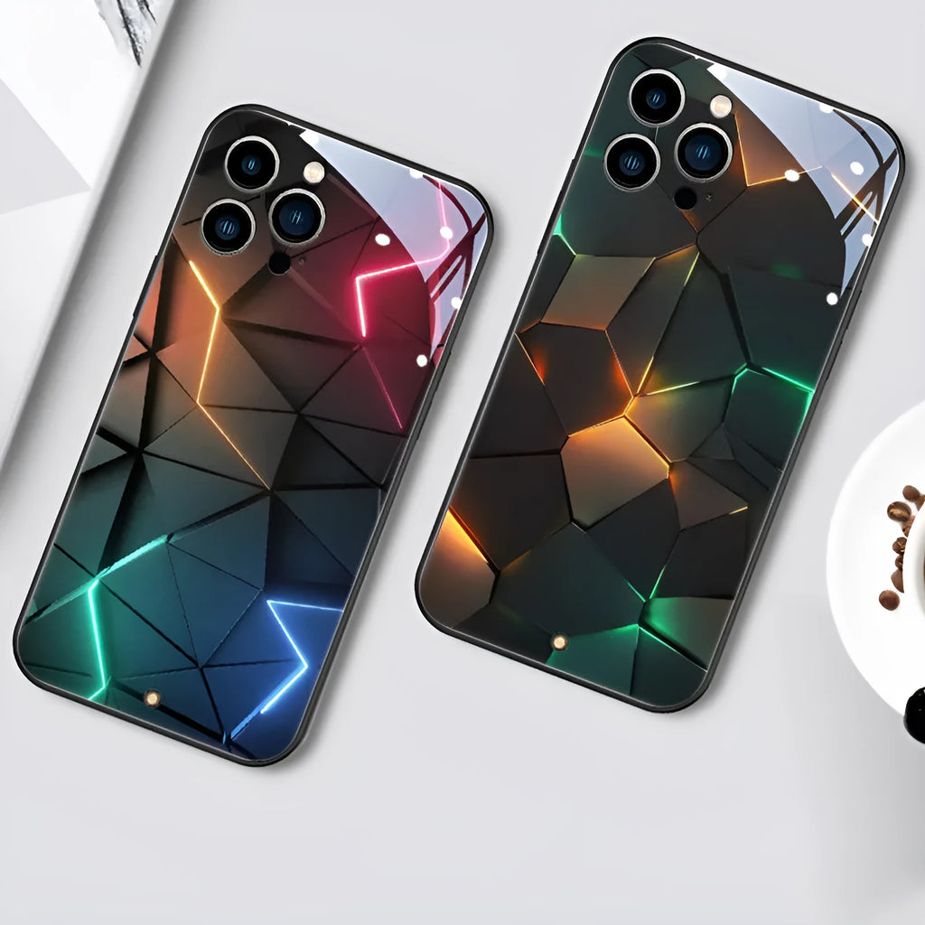 Xpress 14 mobile phone case with illuminated LED notification light on tempered glass iPhone protector