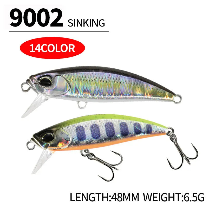 Japanese Submerged Mino hard fishing lure, 48mm length, for snakehead and mandarin fish.