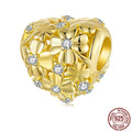 925 silver clover charm bead for bracelet, 1.2cm height and width, 0.45cm aperture, three-petal grass design