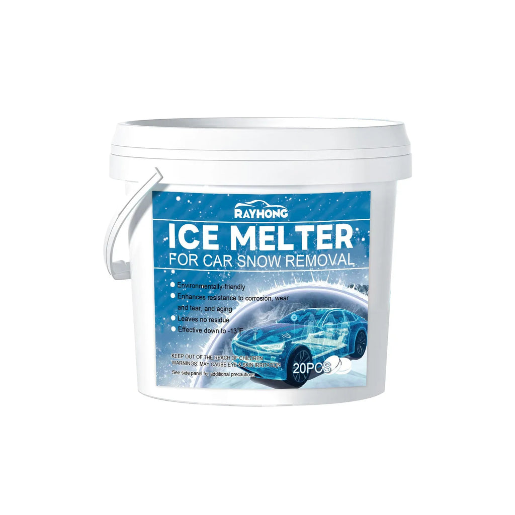 Car deicing effervescent tablet 12.7 cm by 12 cm pack of 20 for snow and frost removal