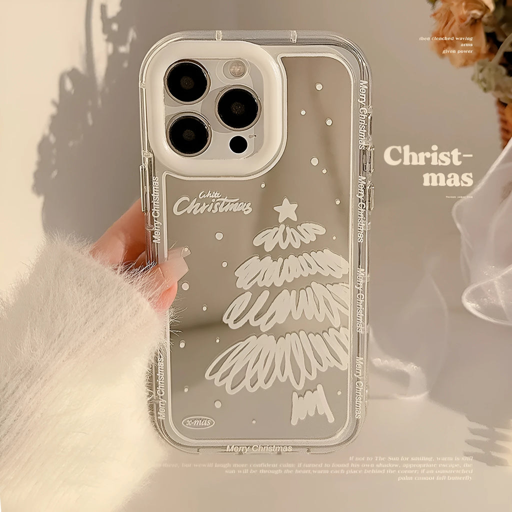 Snow White Christmas tree mirror iPhone case in hard TPU with painted finish and anti-fall function
