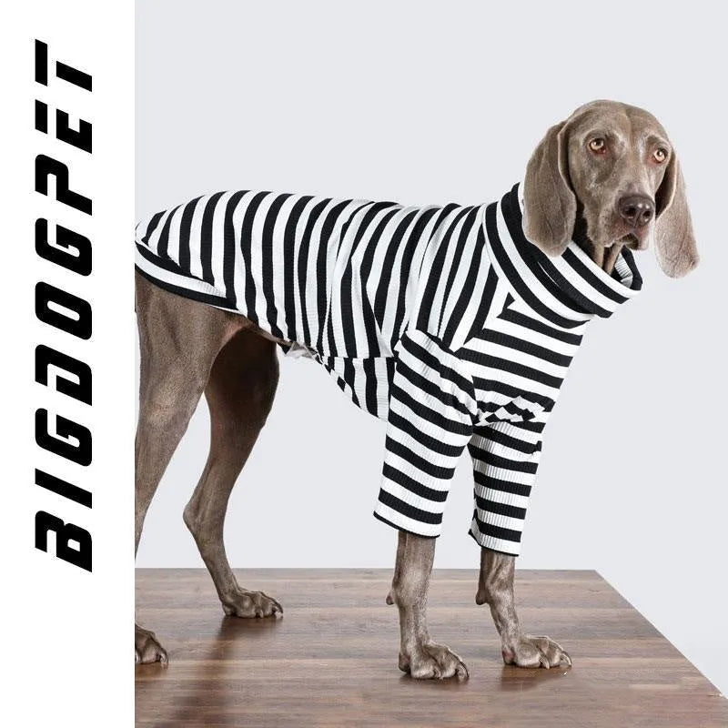 Thin black and white inner garment for large breed dogs made from lightweight polyester fabric