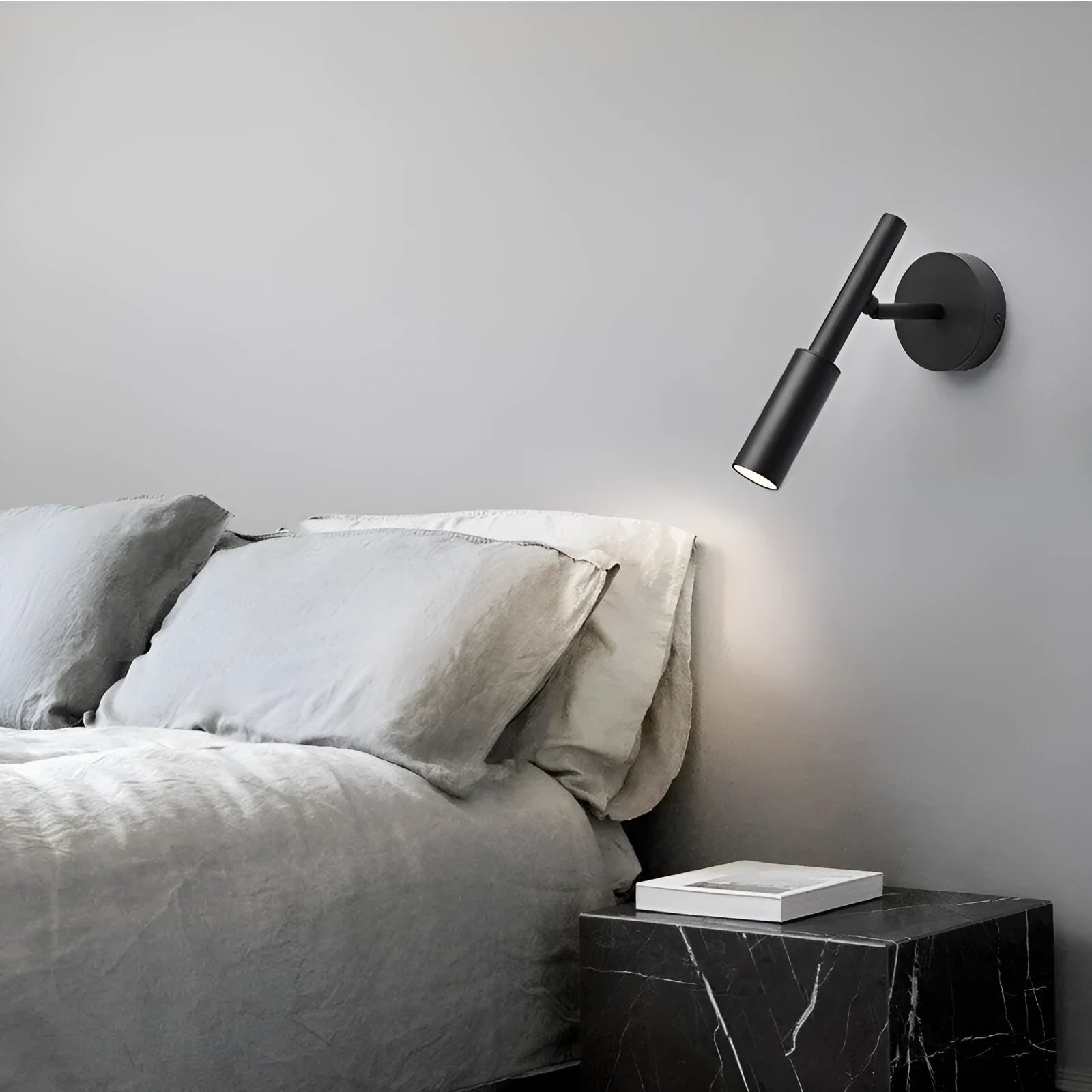Black or white wrought iron wall lamp with three-colour light source for bedroom or living room