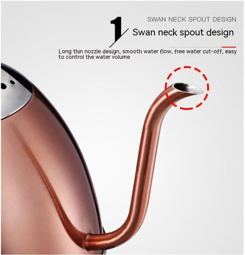 Gold automatic stainless steel kettle with touch control panel and 1.0L capacity marking