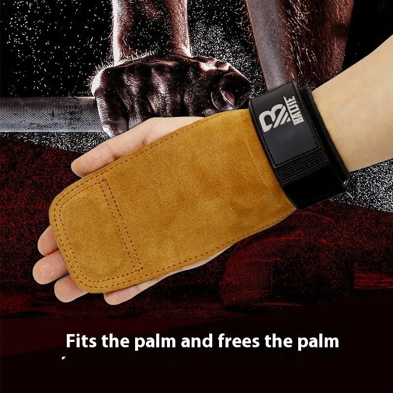 Brown fitness hand protectors for horizontal bar exercises and pull-up training