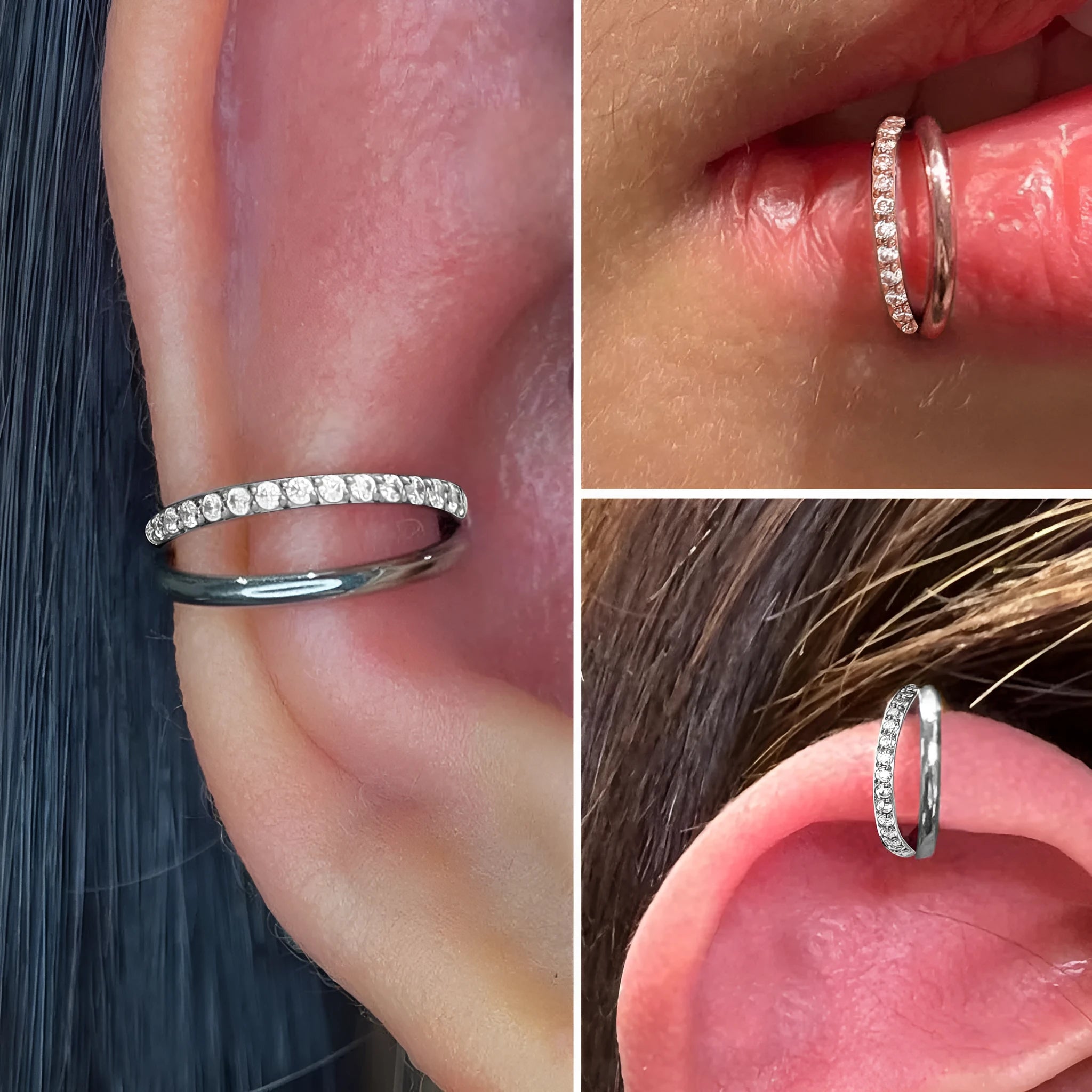 Titanium alloy nose ring jewellery with diamond treatment in various colours and lengths