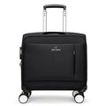 Black 18-inch Oxford cloth carry-on suitcase with universal wheels and retractable handle