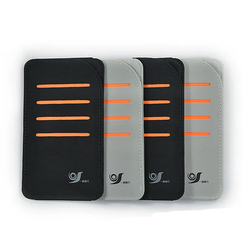 Car sun visor set showing four shading panels and vehicle-mounted storage bag in black or grey