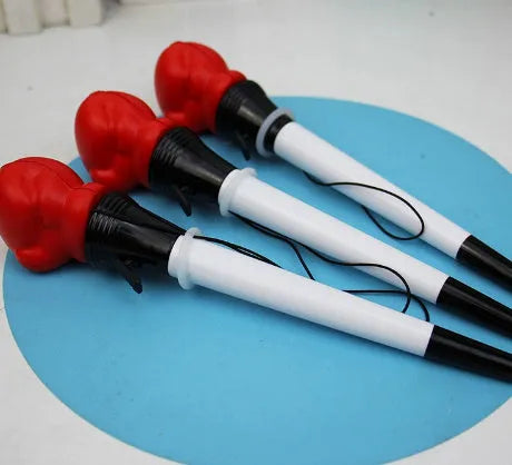 Four pressure relief boxing press ejection pens with 0.7mm bullet tips and black ink refills