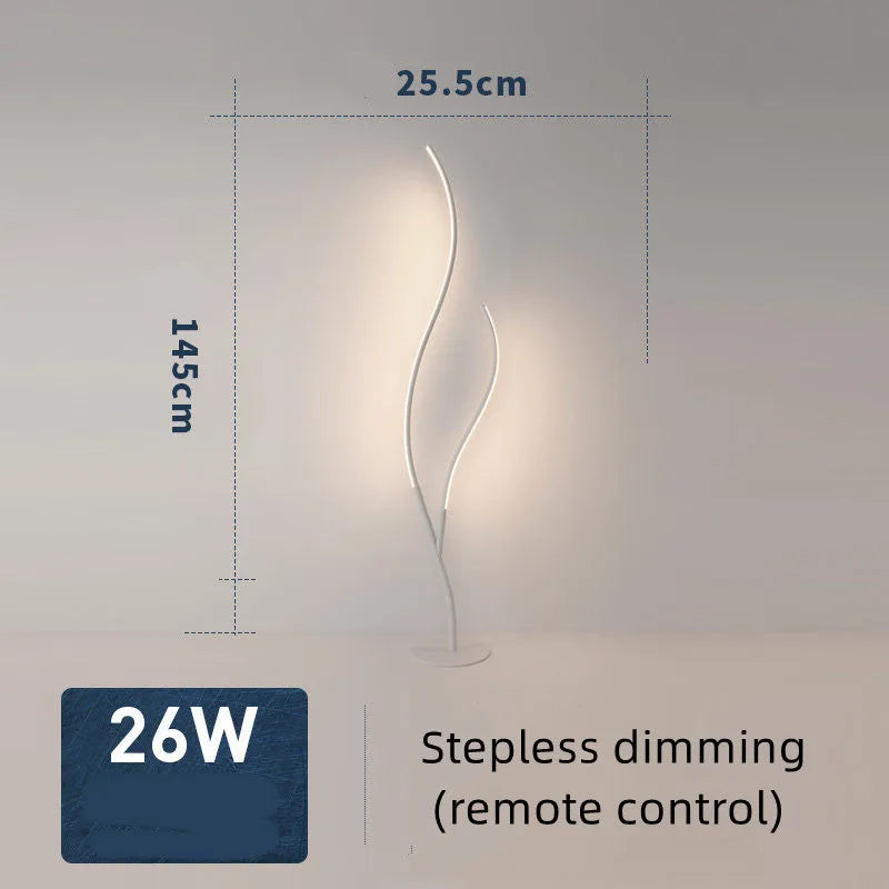 Twig-style LED floor lamp with silicone shade and aluminium alloy body, D1900 x H1400 mm, black or white