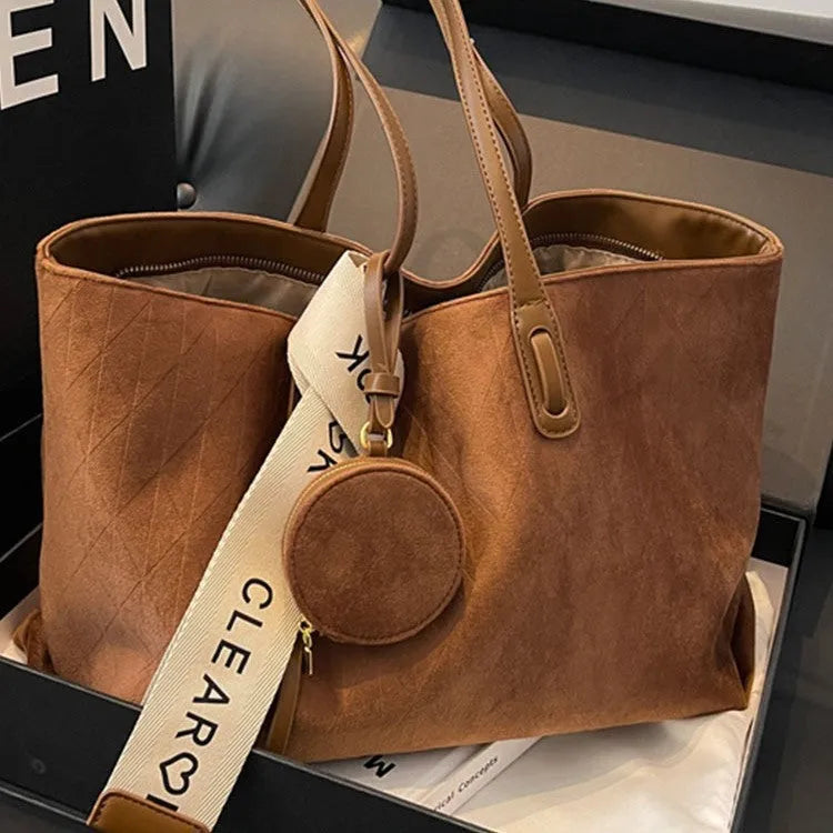 Large horizontal polyester shoulder tote bag with internal zipped compartment in four colour options