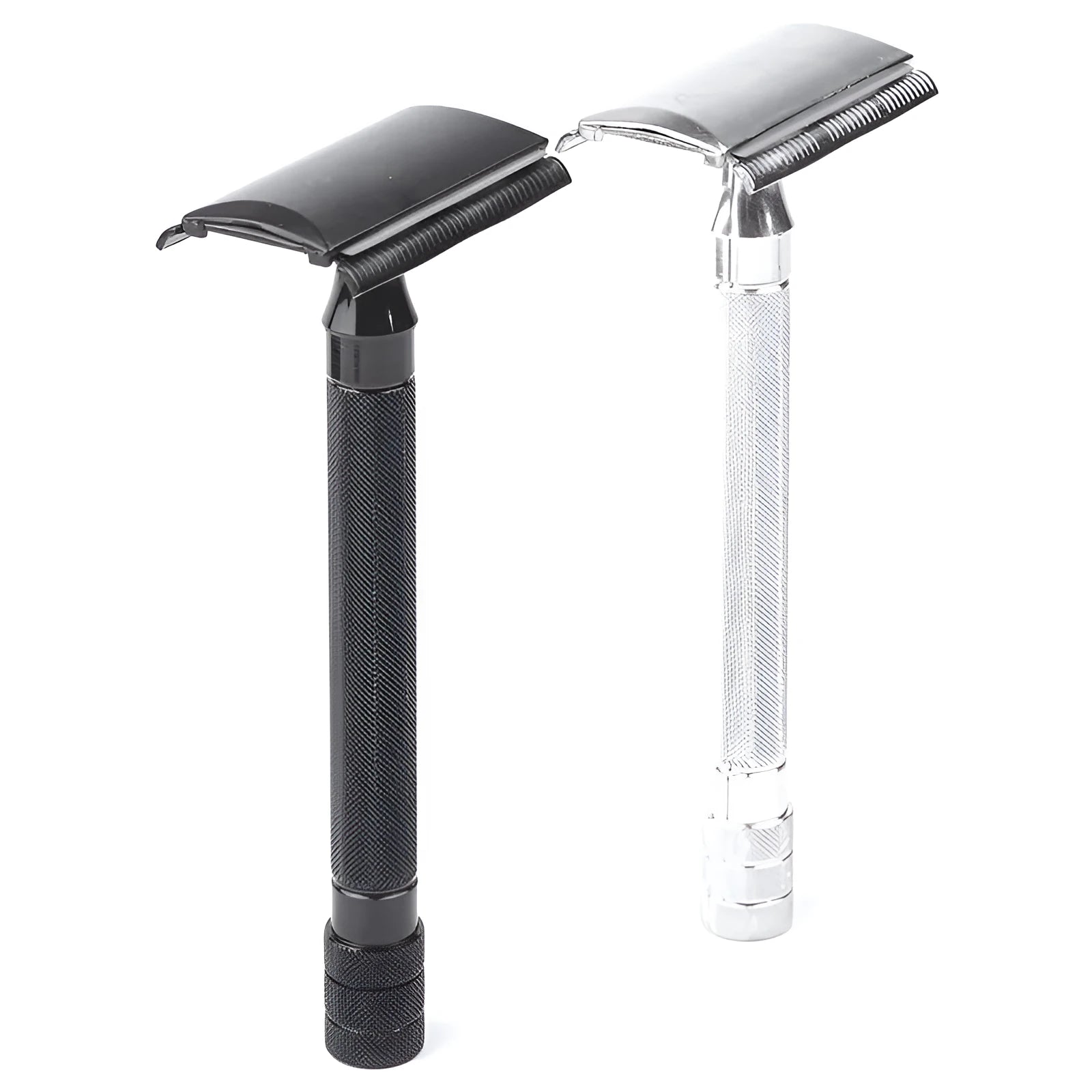 Traditional manual pogonotomy scraper with brush in black or silver metal finish
