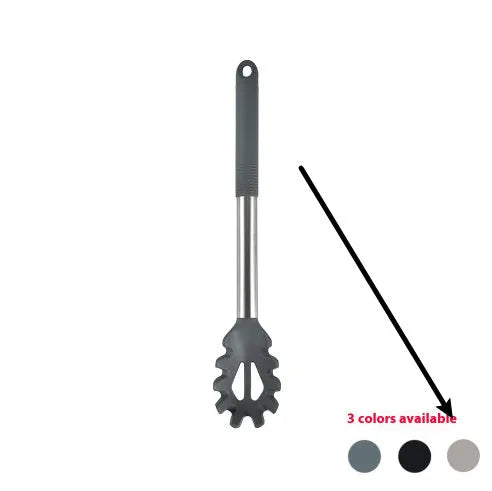 12-piece silicone kitchen utensil set with rotating storage bucket in black, includes spatula, ladel, and cooking tools
