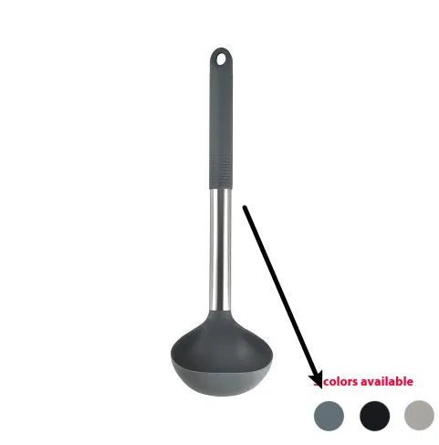 12-piece silicone kitchen utensil set with rotating storage bucket in black, includes spatula, ladel, and cooking tools