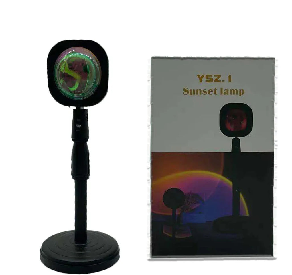 USB rechargeable rainbow sunset projection lamp with push button control