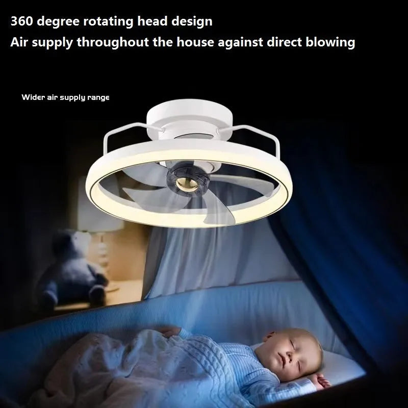 Modern ceiling fan lamp with light showing white finish and acrylic shade