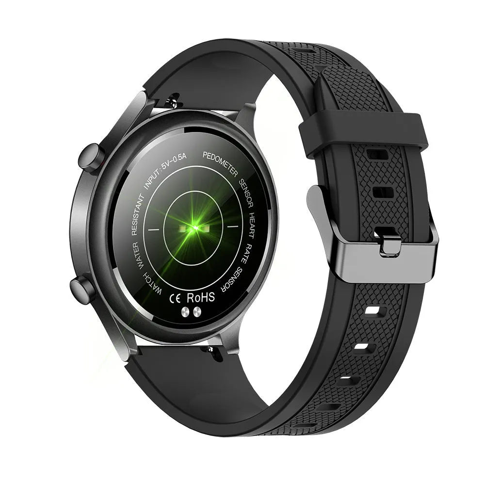 Pink smart watch with heart rate and blood oxygen monitoring on a TFT screen with silicone band and zinc alloy dial