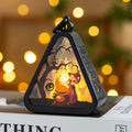 Halloween pumpkin lamp decoration prop showing plastic and glass construction in tabletop size