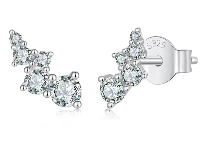 Geometric moissanite earrings for women, 925 silver bubble design, gold or silver finish