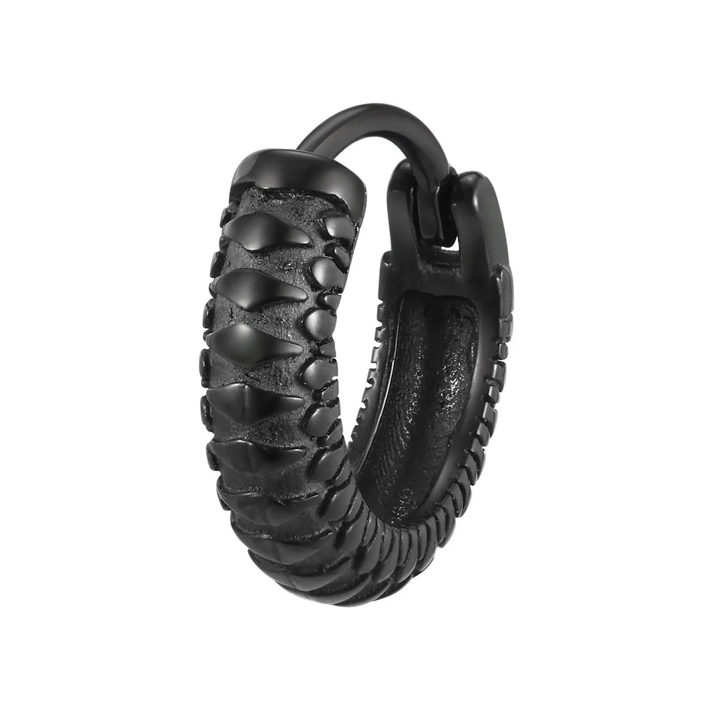 Stainless steel snake pattern earrings in black or gold colour options