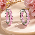 Women's copper micro inlaid square zircon earrings in white gold, yellow gold, and pink