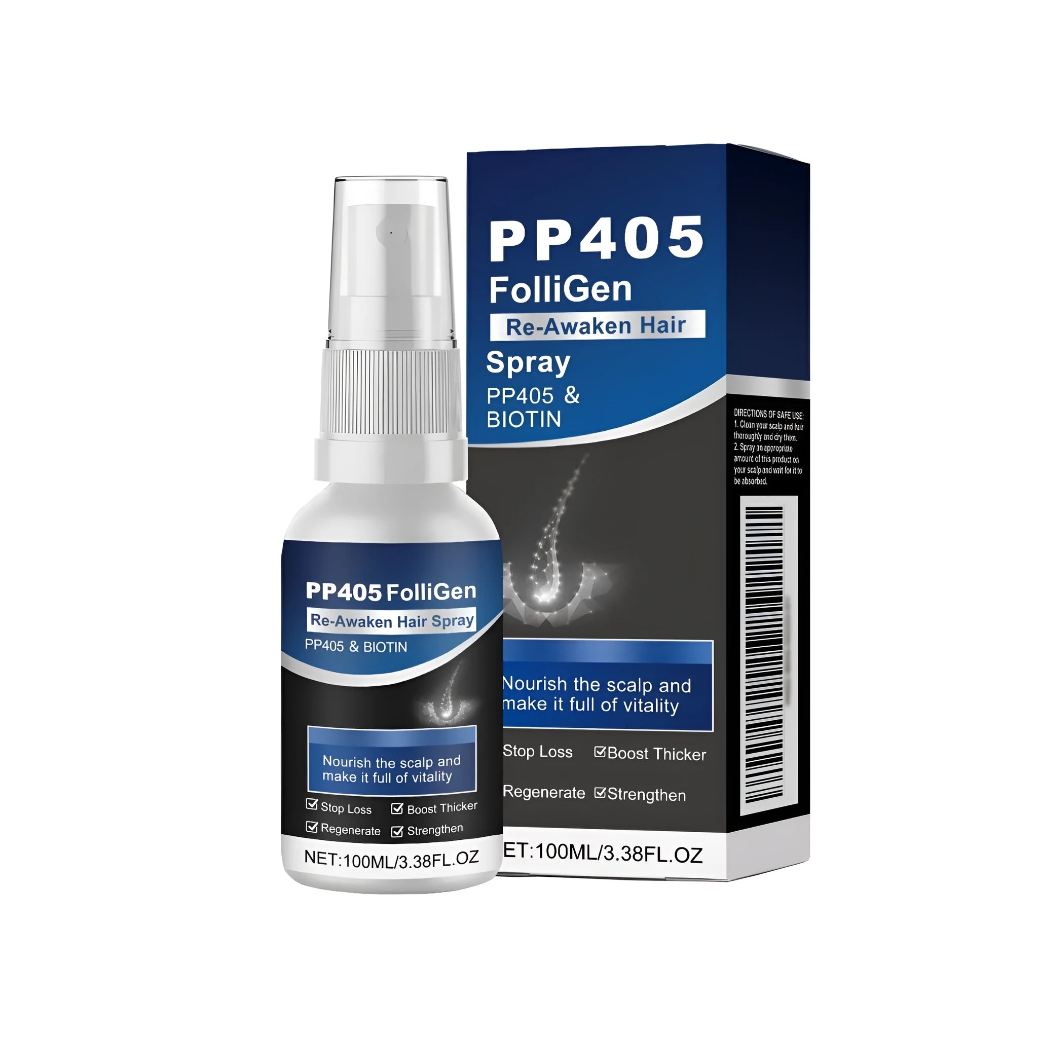 100ml hair nourishing spray bottle with ginger and rosemary oils