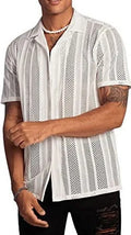 Men's short-sleeved button knitted shirt in cardigan style with jacquard texture