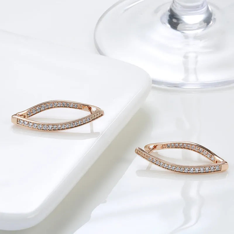 Geometric-shaped zircon eardrop earrings for women in H0493 colour, made from copper.