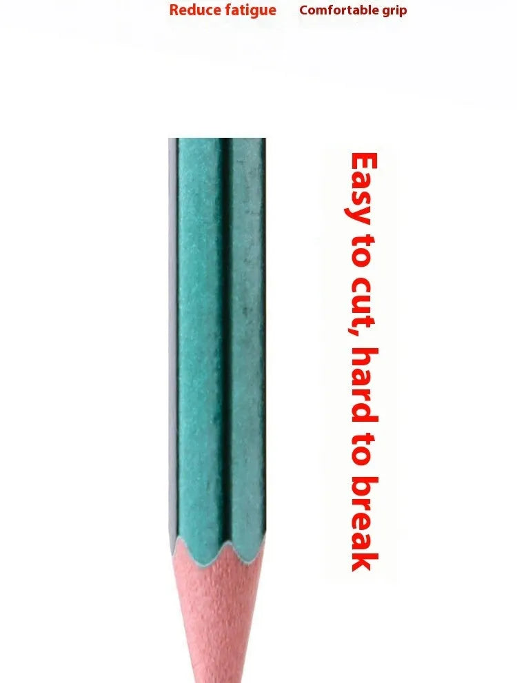 Box of ten green hexagonal pencils with HB and 2B graphite grades for writing and sketching.