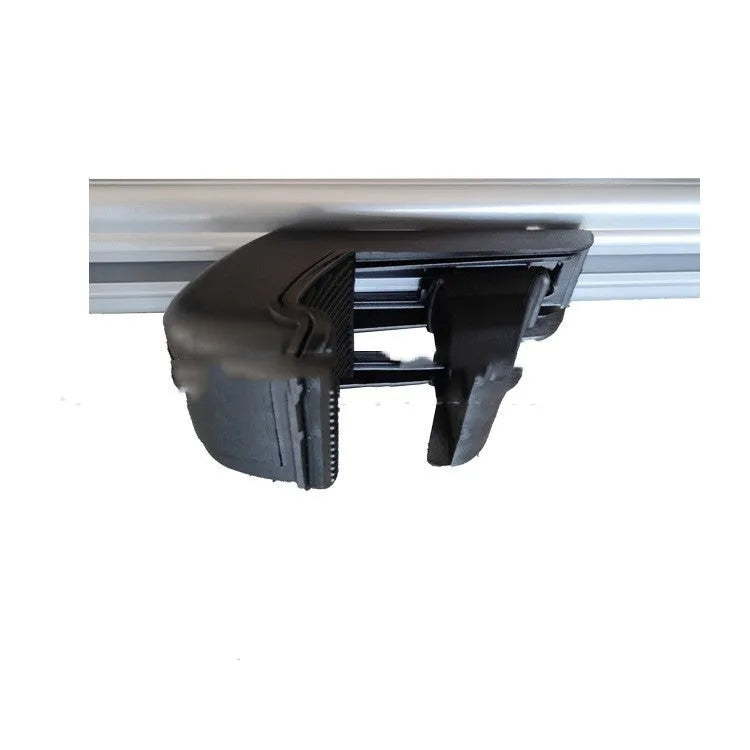 Alloy roof rack crossbar kit for General Motors SUV on a vehicle roof, showing adjustable length.