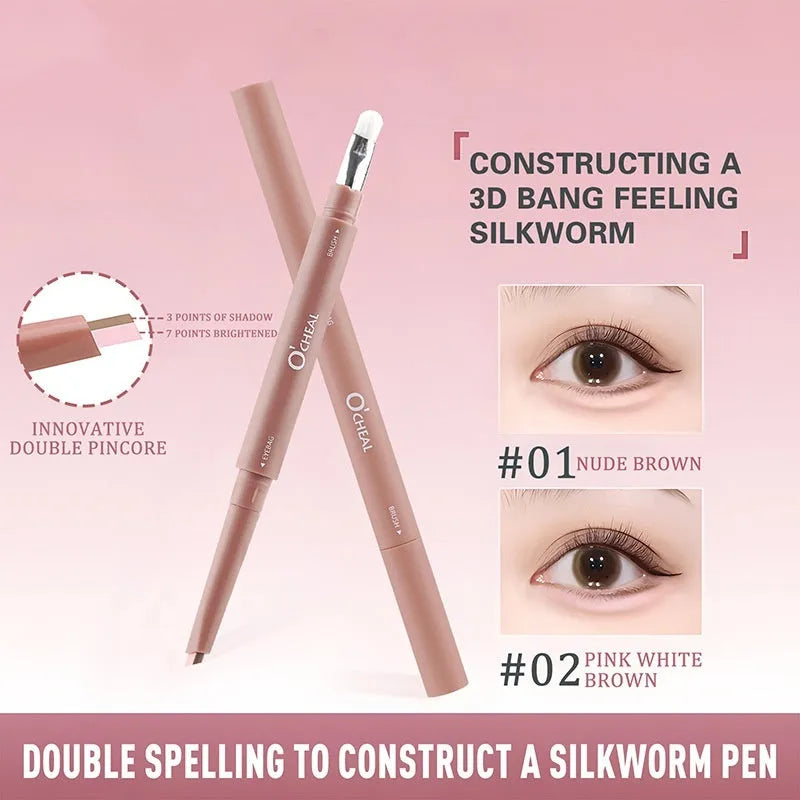 Double Fight Eye Shadow Pen in black packaging with two colour swatches 01 and 02