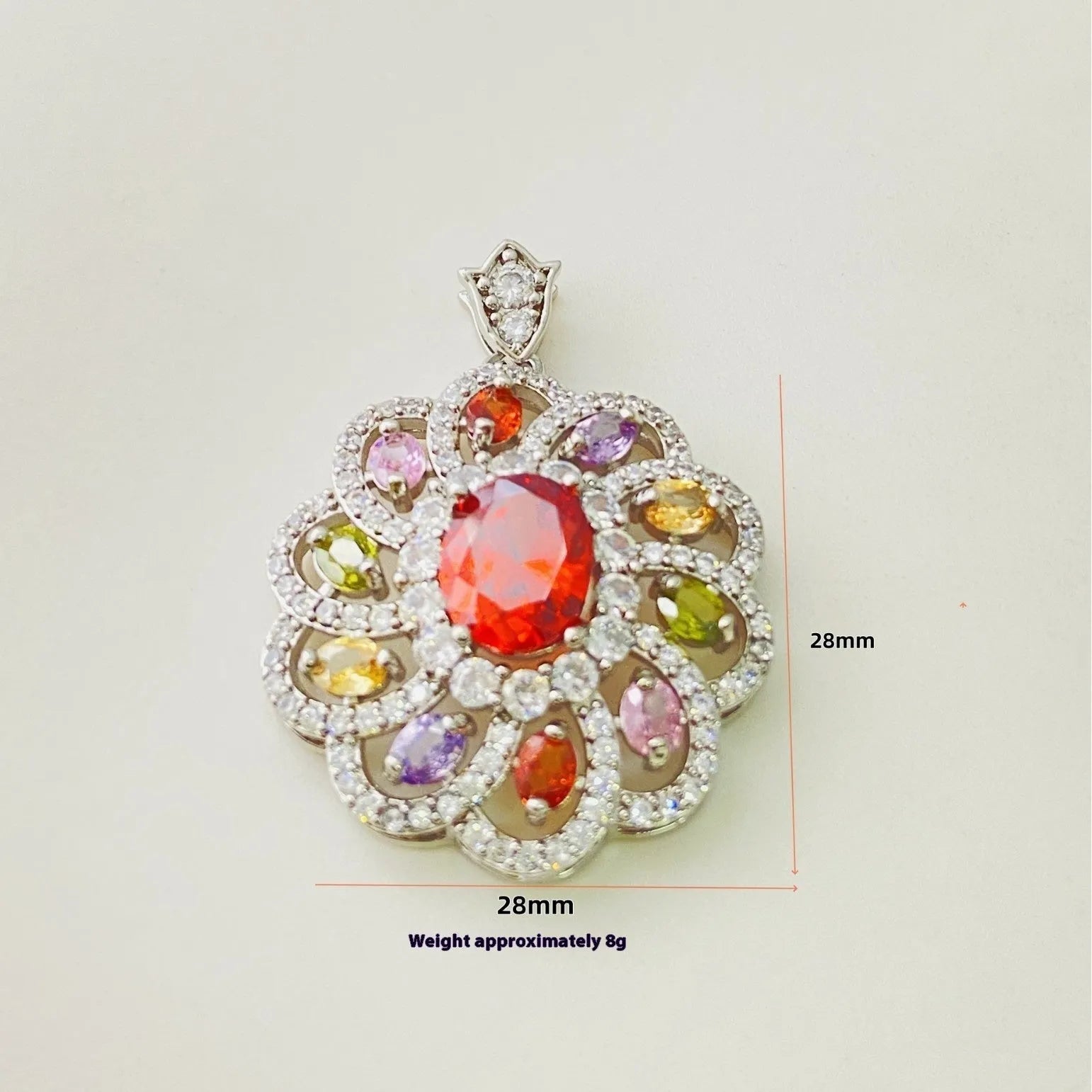 Women's colourful zircon flower pendant necklace in gold, champagne gold and platinum colour finishes