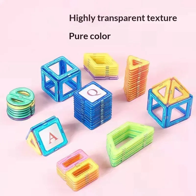Magnetic building blocks set 118 pieces large plastic tiles for children 3-6 years educational toy