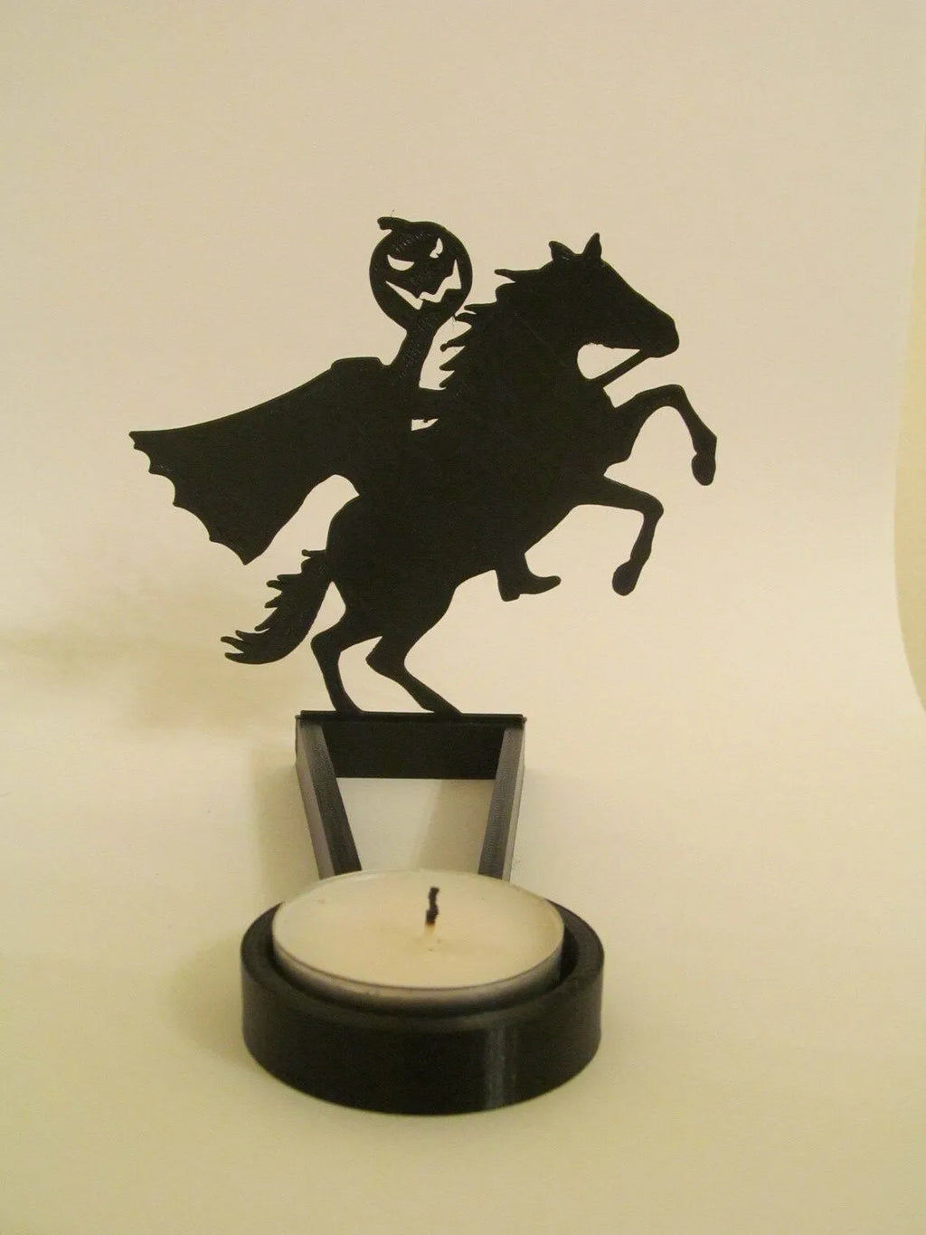 Metal geometric Halloween candle holder in stainless steel, 14cm long, modern simplicity style