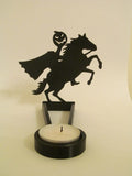 Metal geometric Halloween candle holder in stainless steel, 14cm long, modern simplicity style