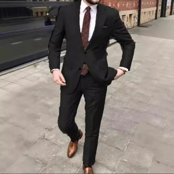 Men's slim fit acetate two button suit set in available colour options