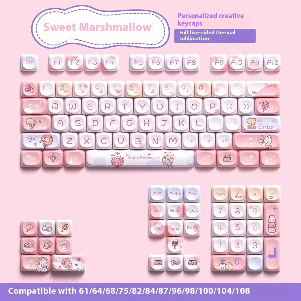 Sweet Cotton Candy coloured PBT keycap set for mechanical keyboards showing pink and blue design