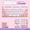 Sweet Cotton Candy coloured PBT keycap set for mechanical keyboards showing pink and blue design