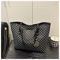 Black PU street style shoulder bag with visible stitching, shown next to grey, white, and brown colour options.