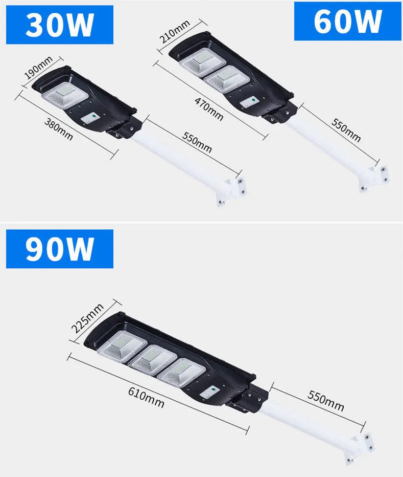 Integrated solar street light with 60W LED and remote control for outdoor illumination