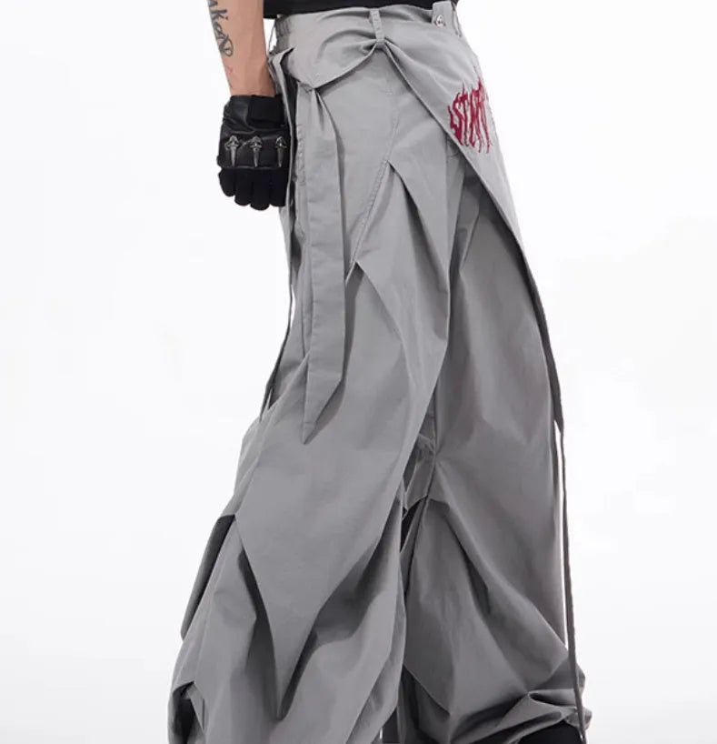Boys black wide-leg summer pants in Korean youth style with straight-cut design