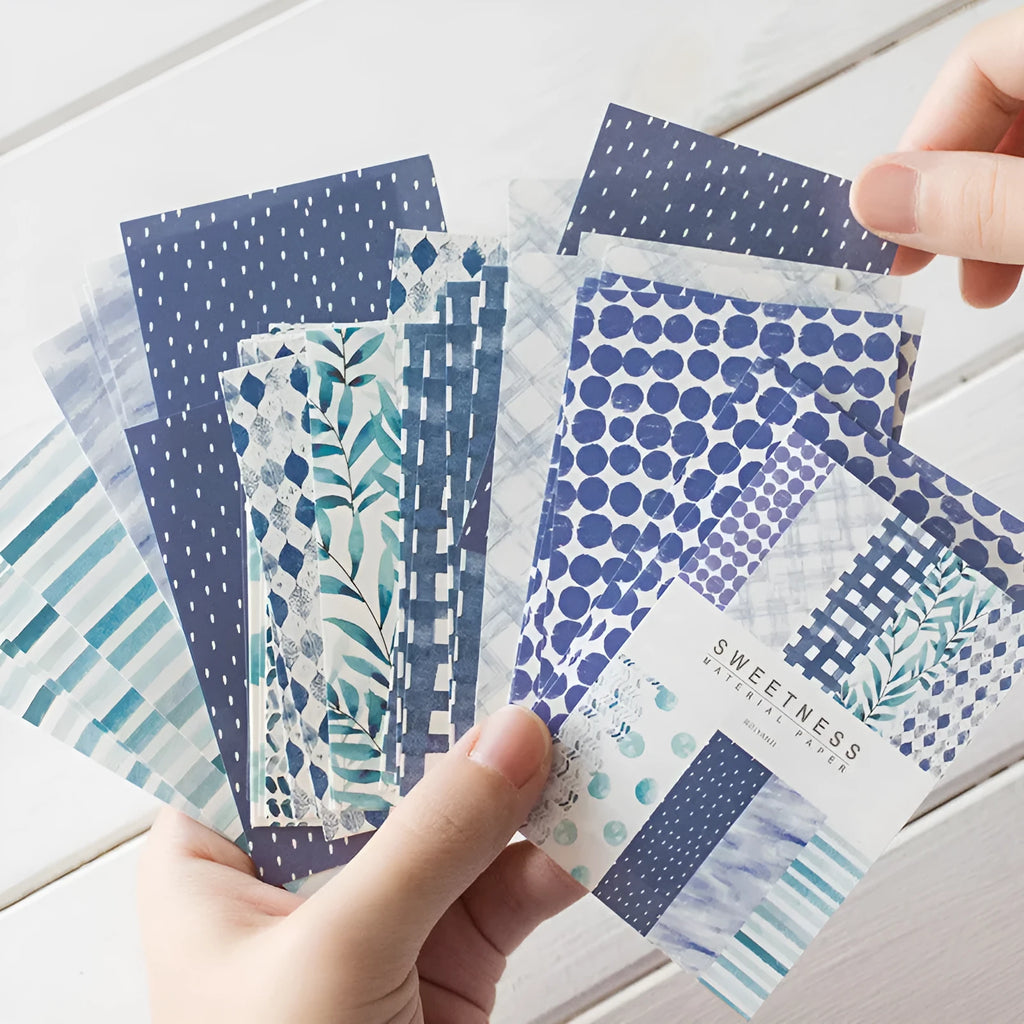 Ten colourful retro collage material note papers in dessert-inspired shades including red plum cheese and caramel puff