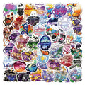 Colourful tea cup graffiti waterproof stickers for luggage and scooter decoration, 50-piece set