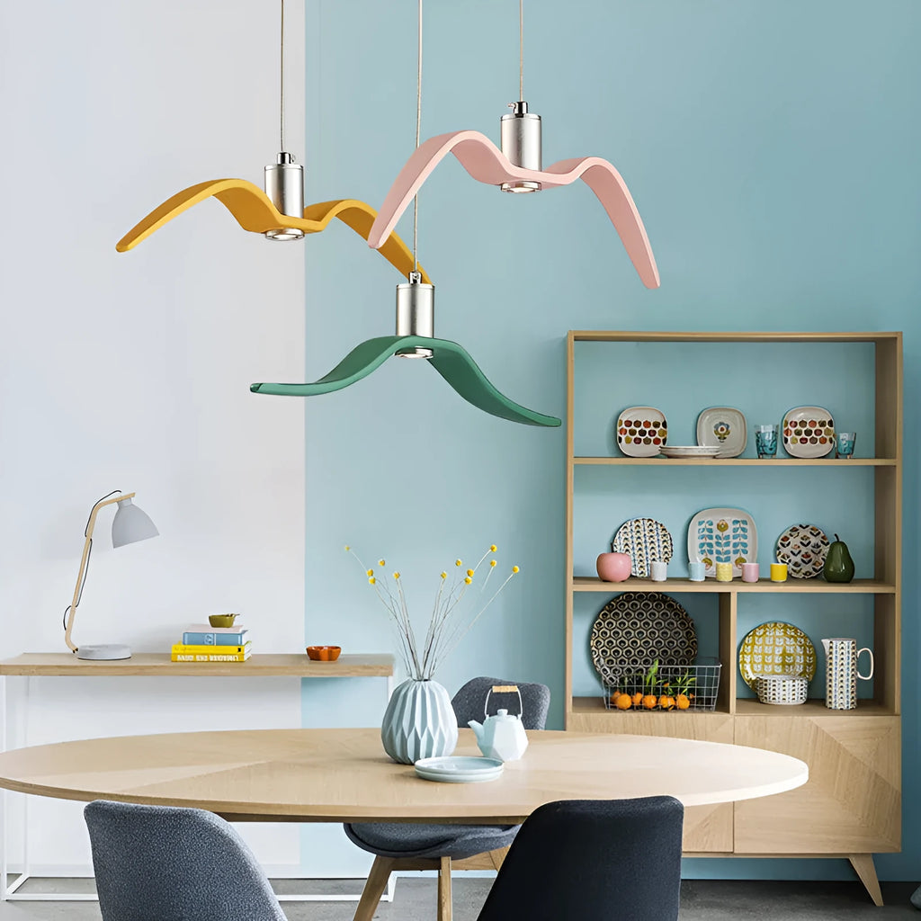Nordic style LED chandelier with macaron colour options in simple post-modern design